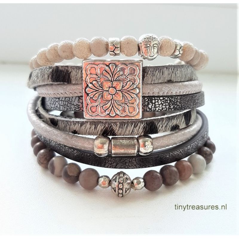 vacht leren wikkel armband